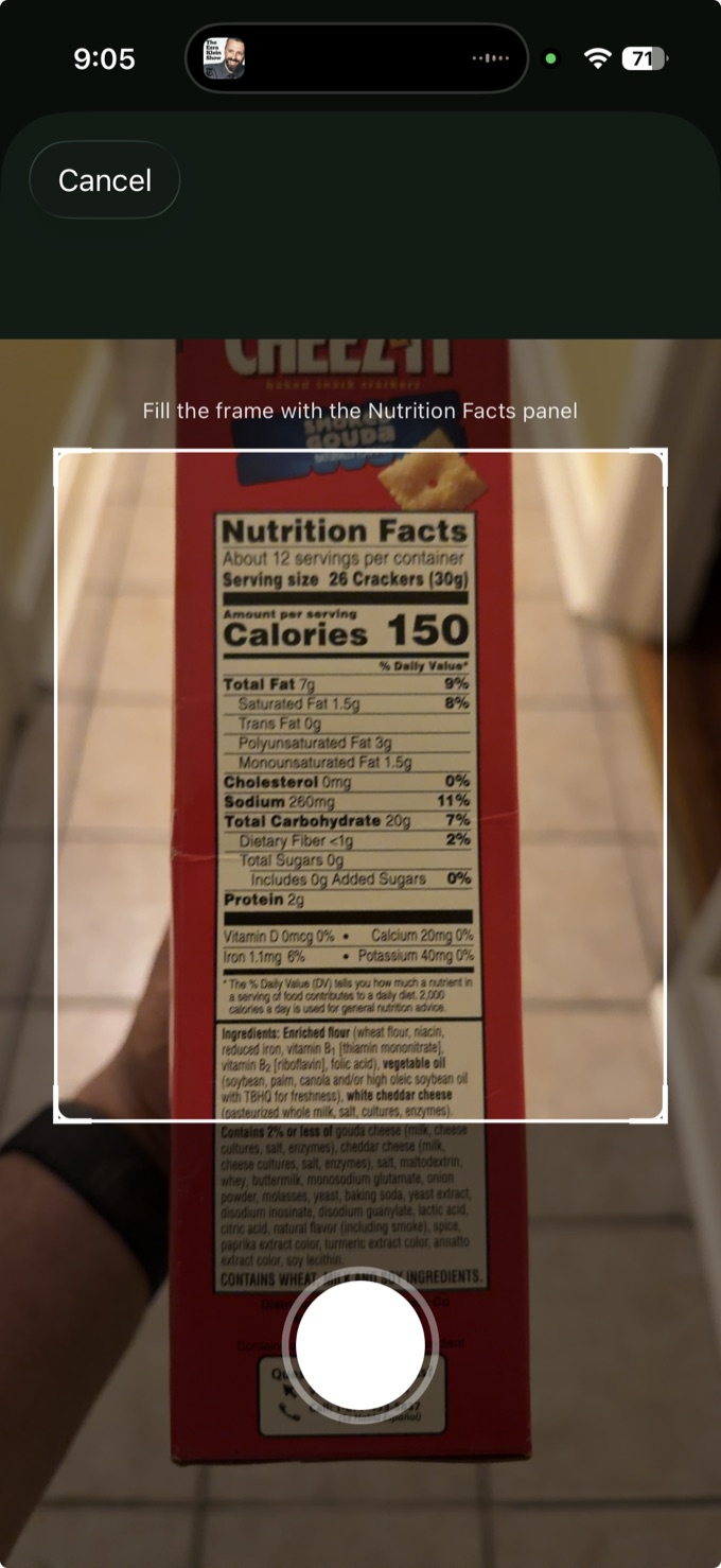 Theli reading a Nutrition Facts label